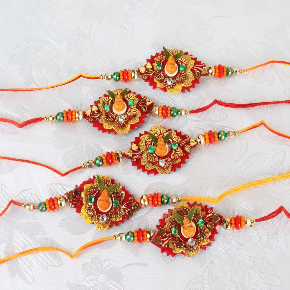 Five Kalash Designer Rakhi to India