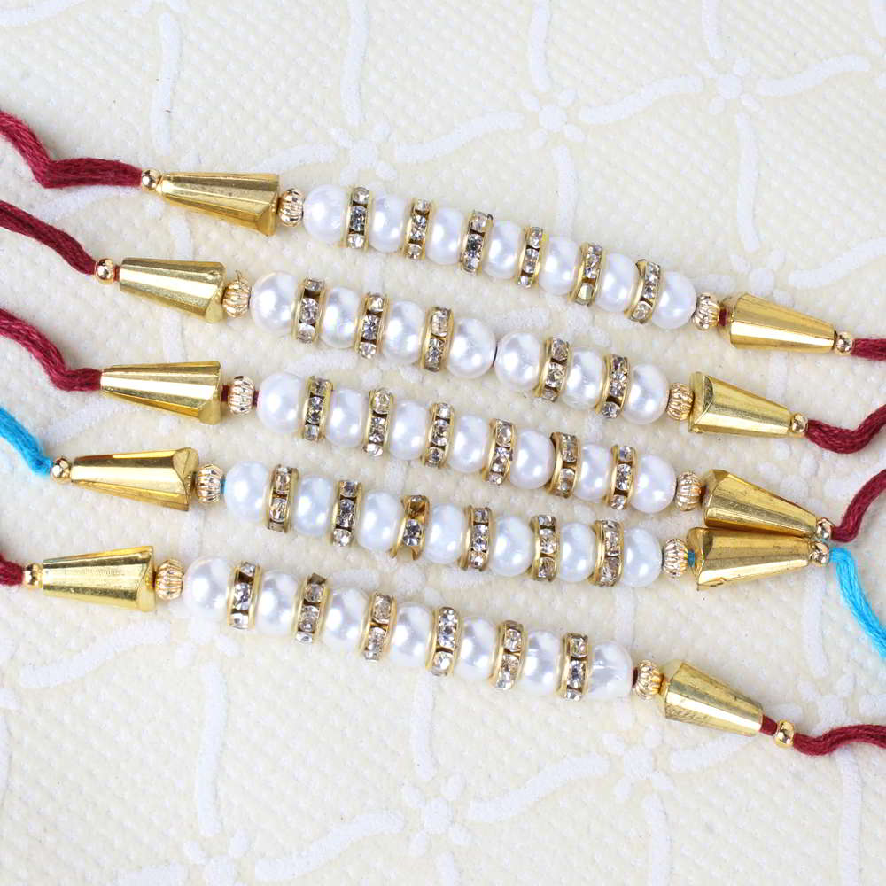 Collection of Five Pearl Diamond Rakhi