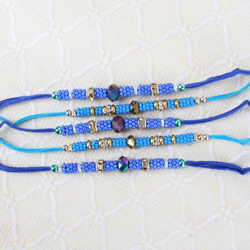 Set of Five Colorful Small Beads Rakhi