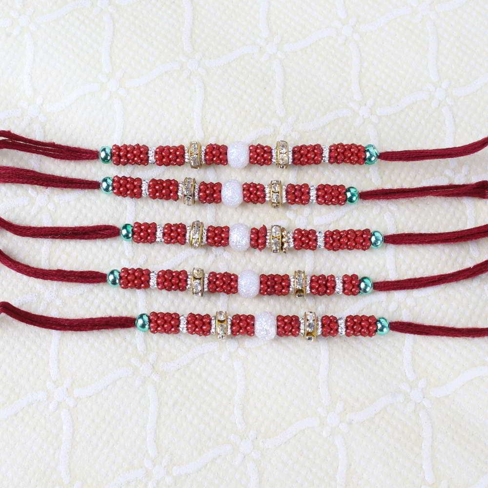 Combo of Five Designer Beads Rakhi