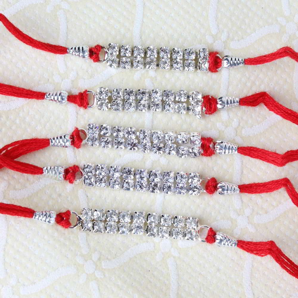 Set of 5 Designer Diamond Rakhi