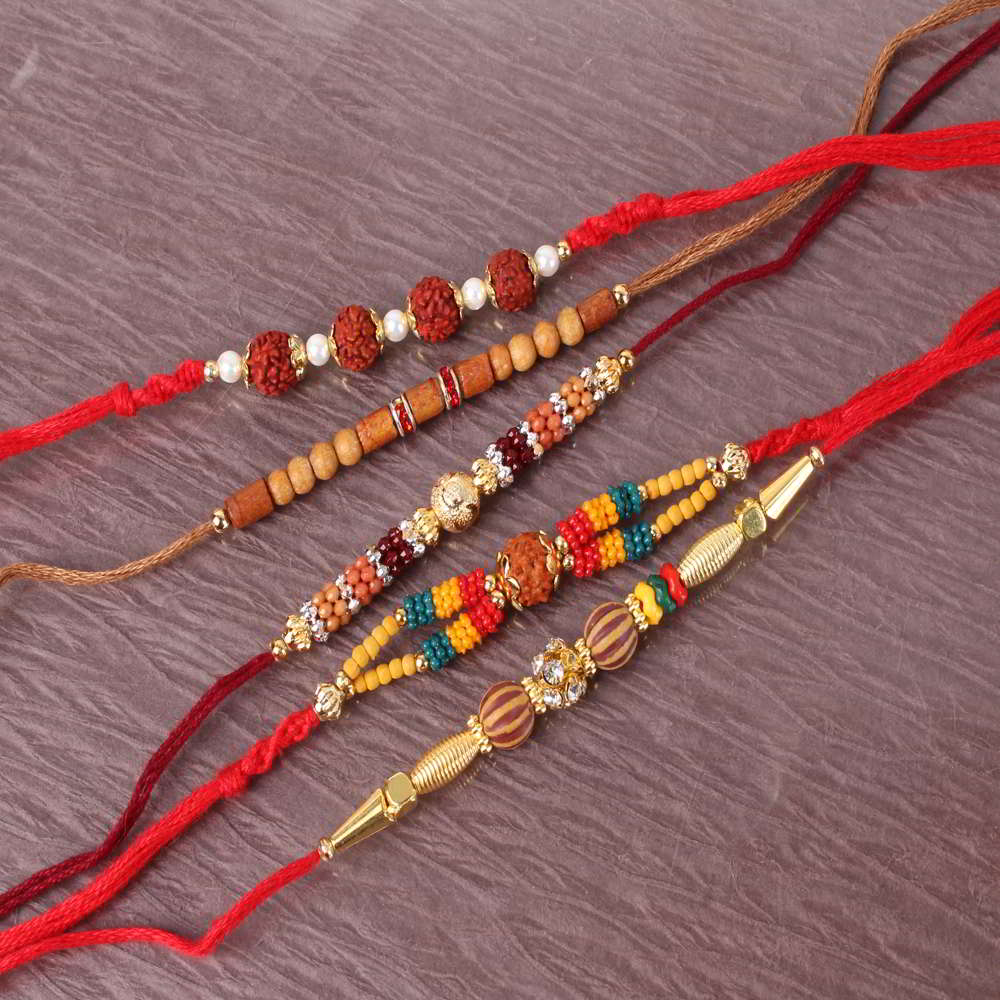 Collection of Five Sphere Rakhi Combo