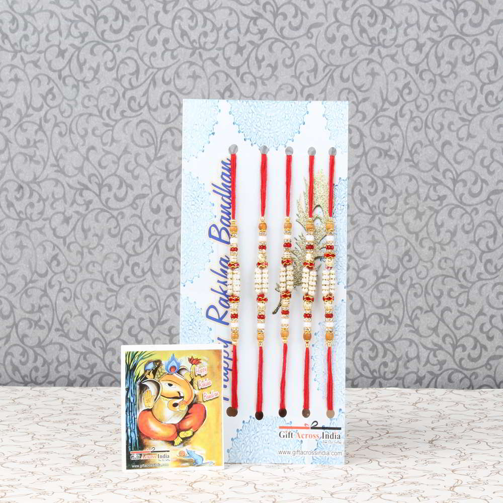 Five Set of Shining Attractive Beads Rakhi