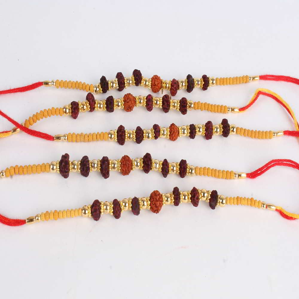 Collection of Five Rudraksha Beads Rakhi