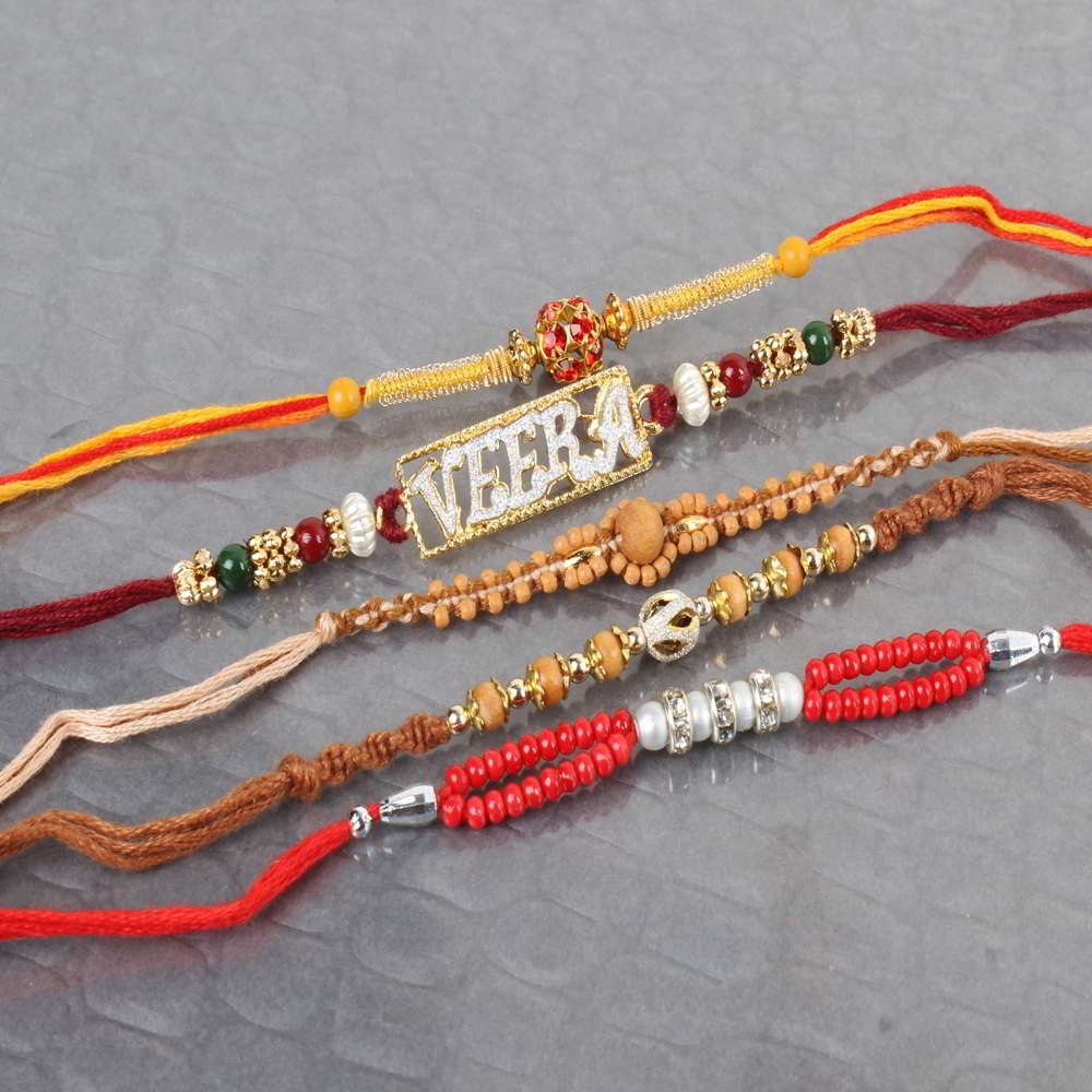 Luminous Pack of Five Studded Beads Rakhi - Australia