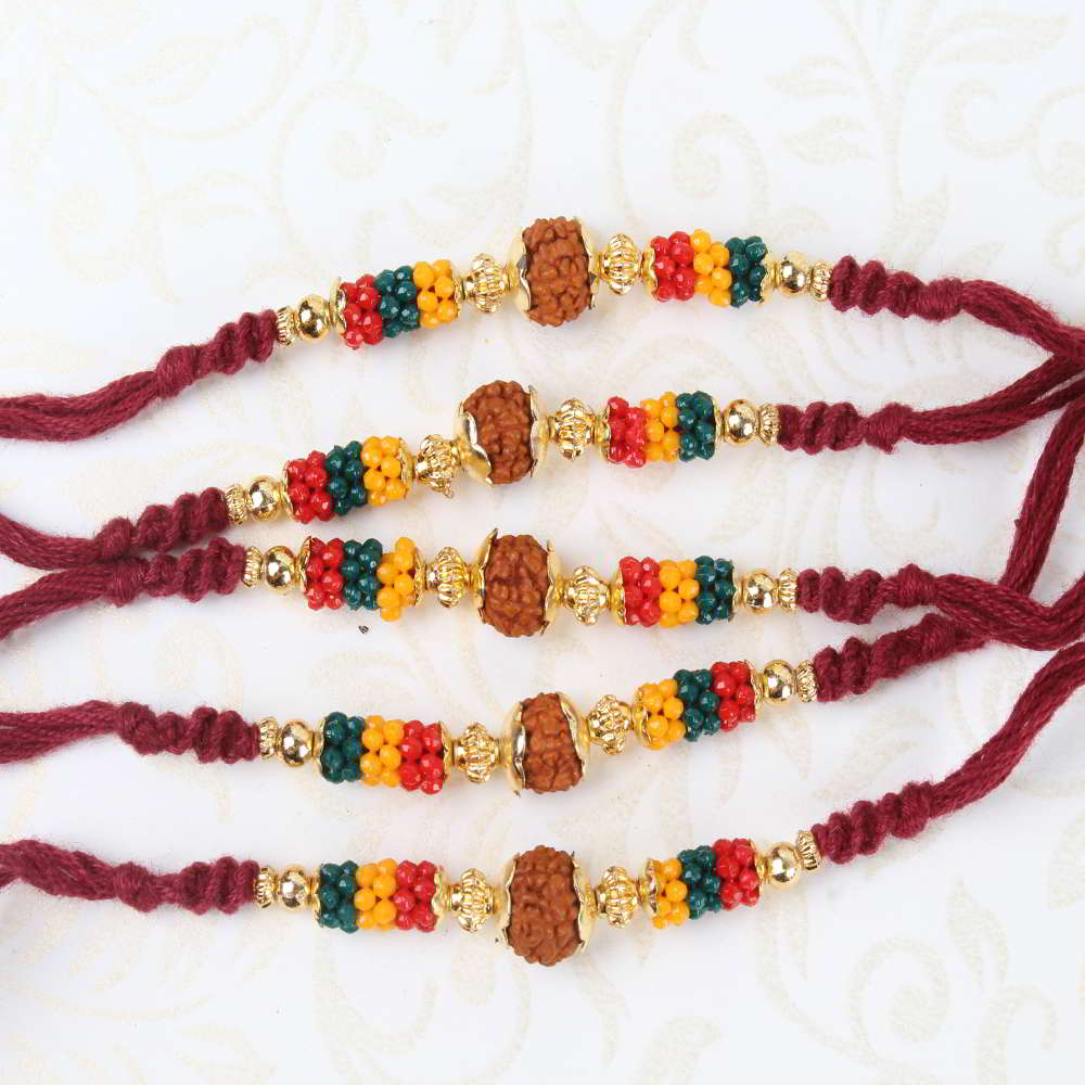 Gracious Five Rakhi of Rudraksha for Brother