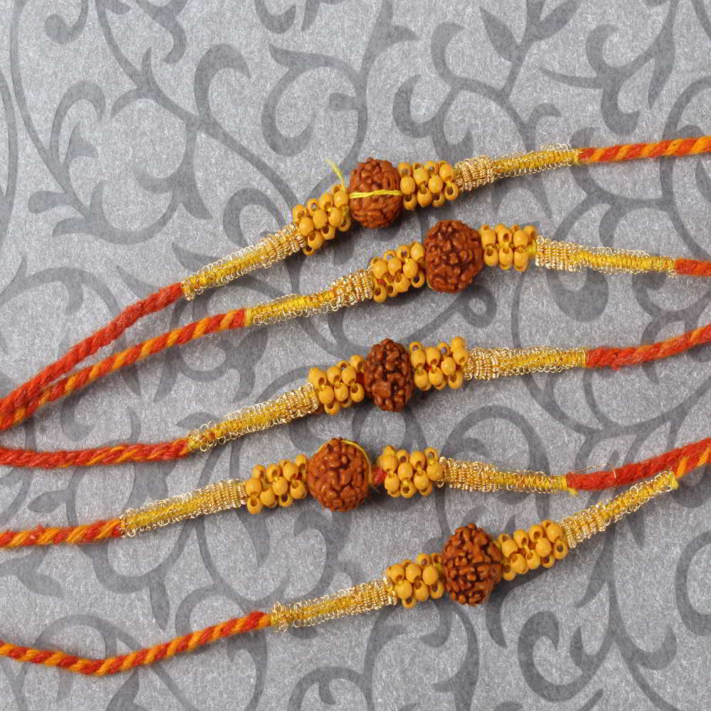 Special Rudraksha with Tiny Wooden Beads Rakhi