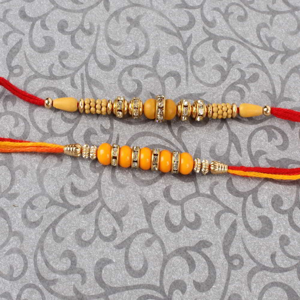 Attractive Diamond Pearl Bead Rakhi