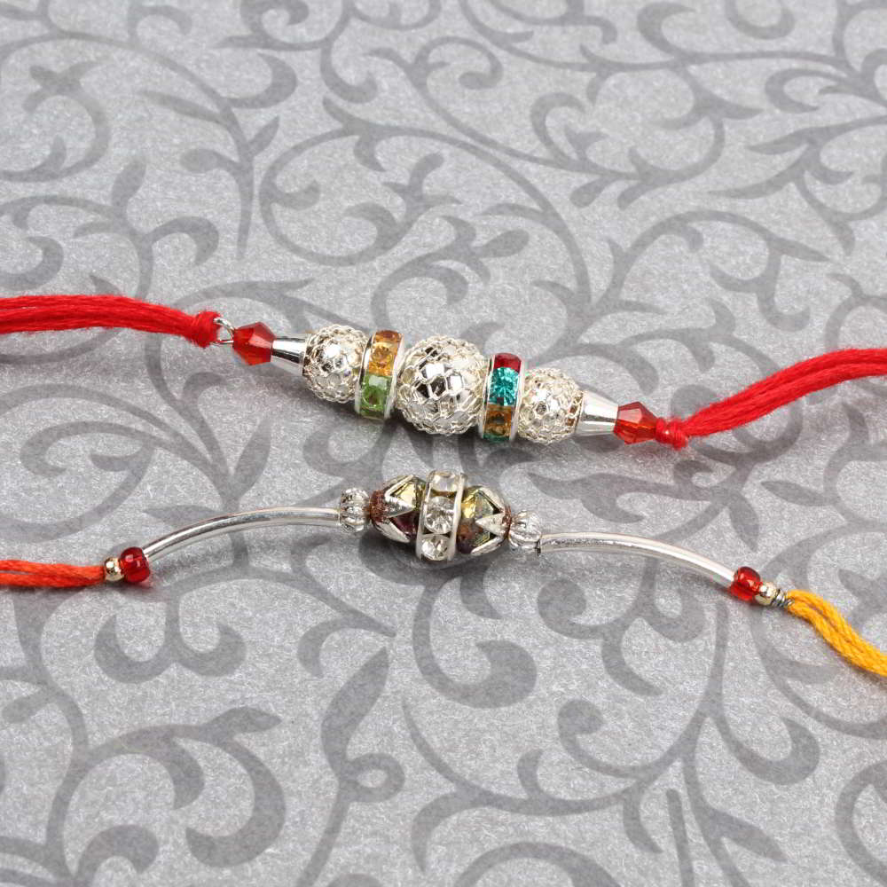 Stunning Set of Two Silver Rakhi