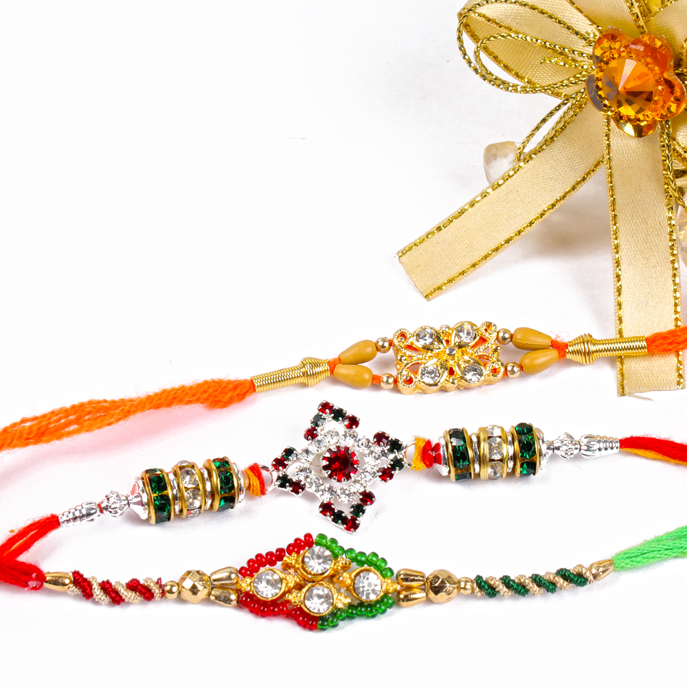 Diamond Studded Dial Rakhi Combo