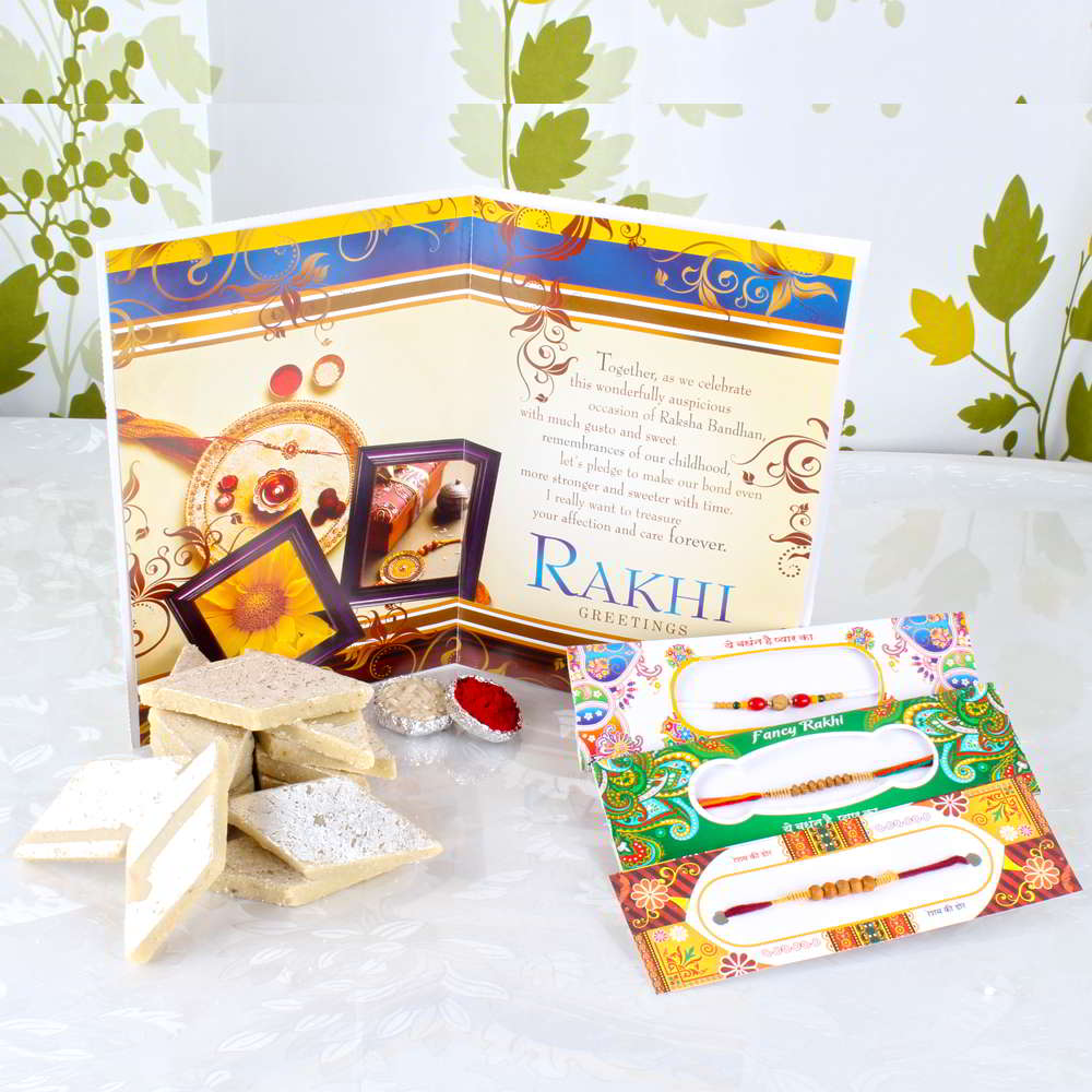 Kaju Sweets with Rakhis-Worldwide