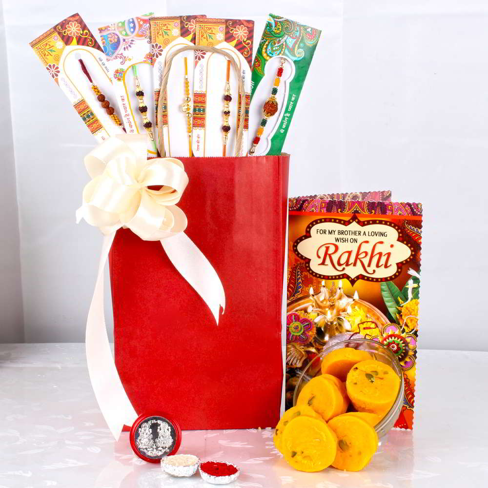 Exclusive Rakhis and Kesar Peda with Laxmi Coin - Canada