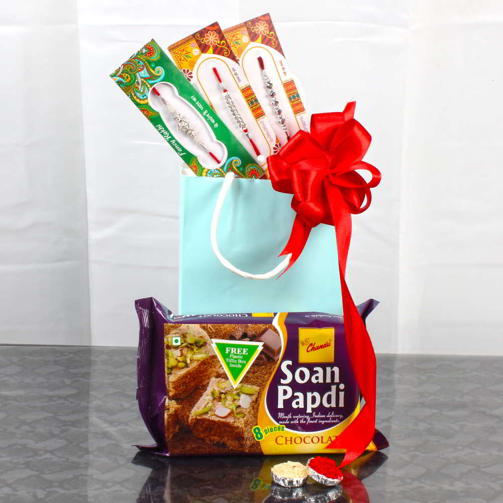 Rakhi Goodies Bag with Soan Papadi-USA
