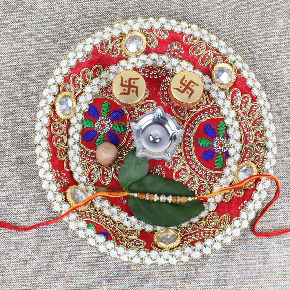 Designer Rakhi Puja Thali-Worldwide