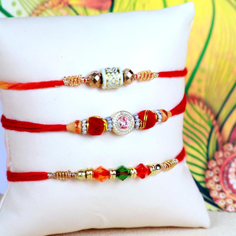 Three Crystal Rakhi Set