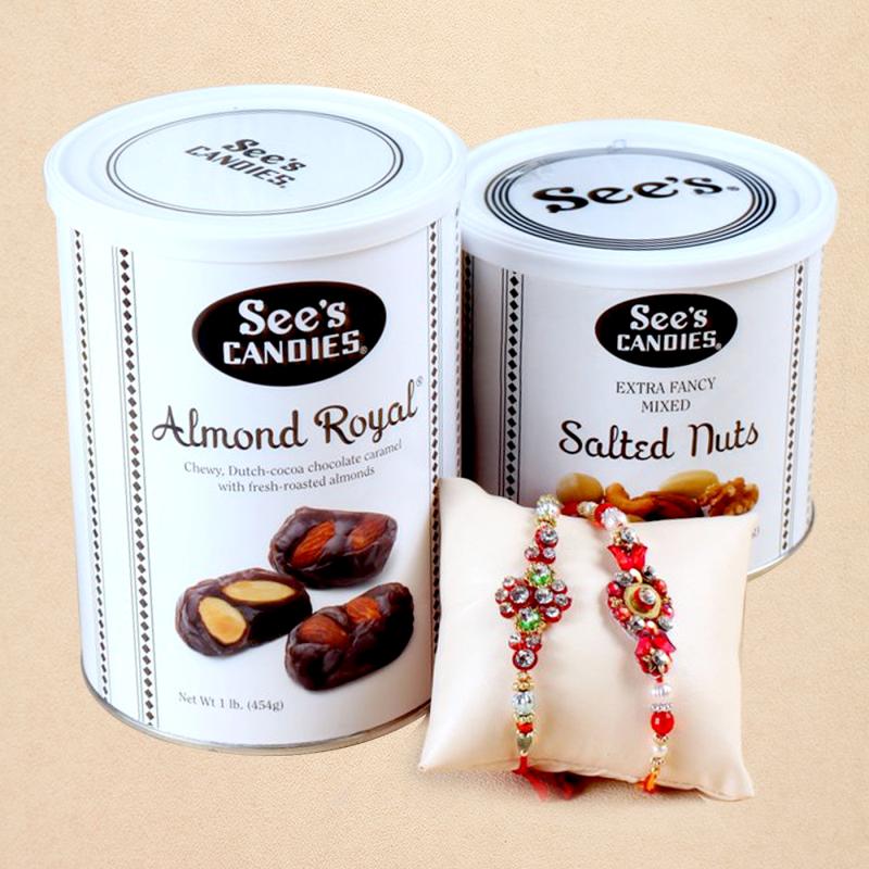 Stone Rakhis Chocolates and Nuts