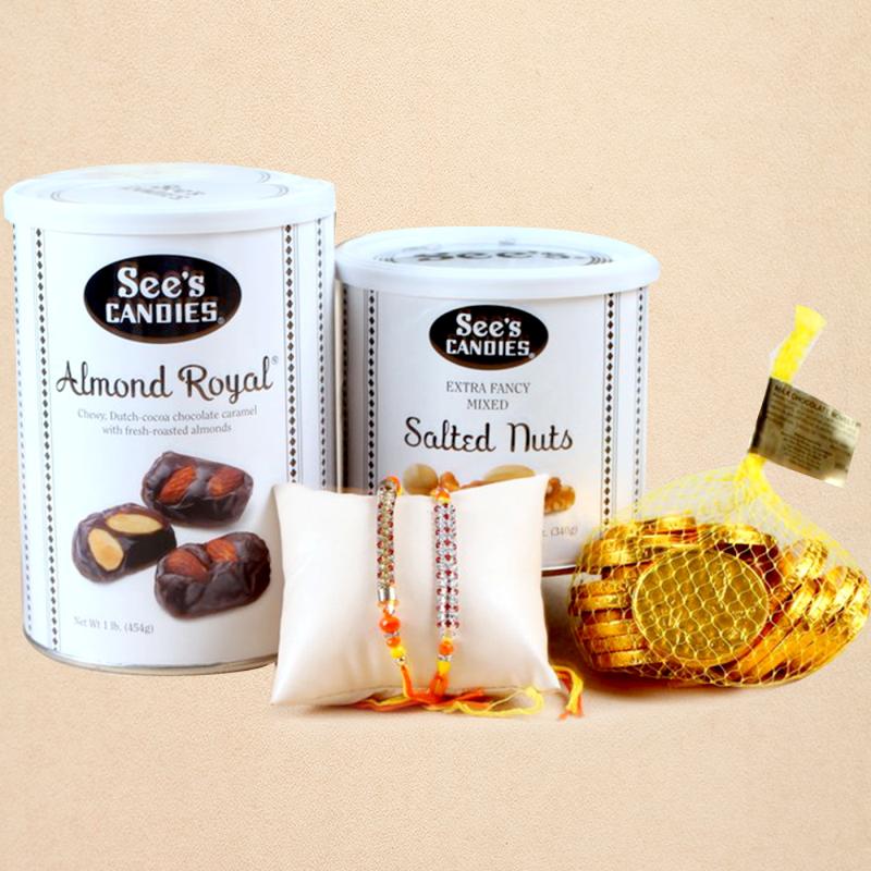 Rakhis with Nuts and Chocolates