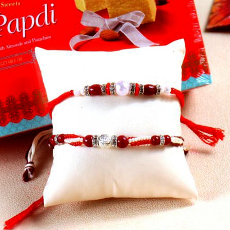 Beaded Rakhis with Soan Papdi