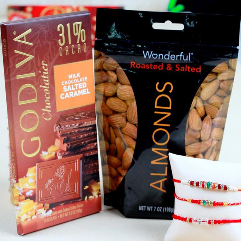 Three Rakhis Chocolate and Almonds