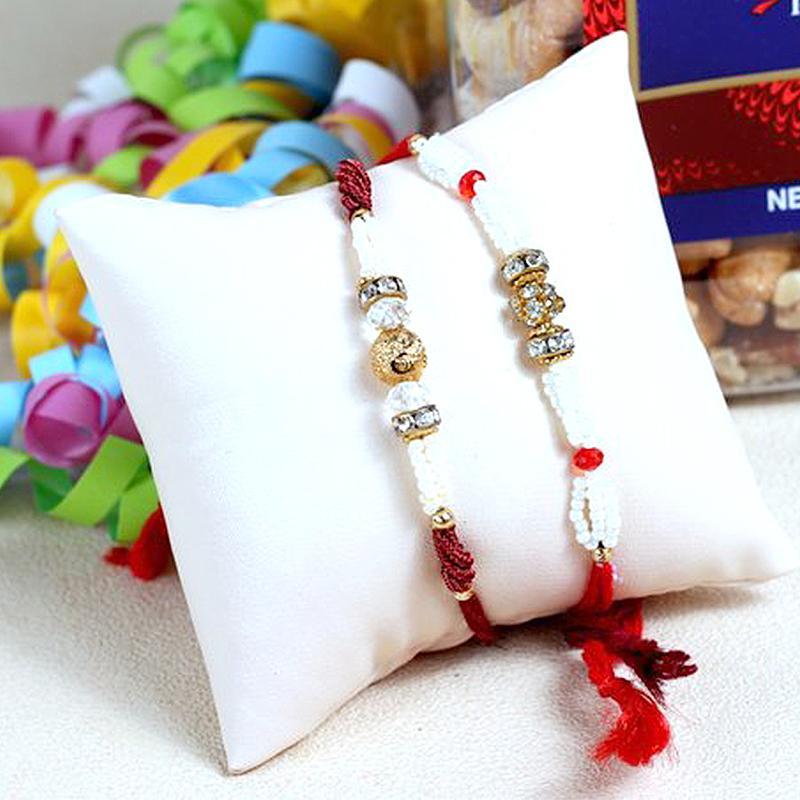 Two Stylish Rakhis with Mix Nuts