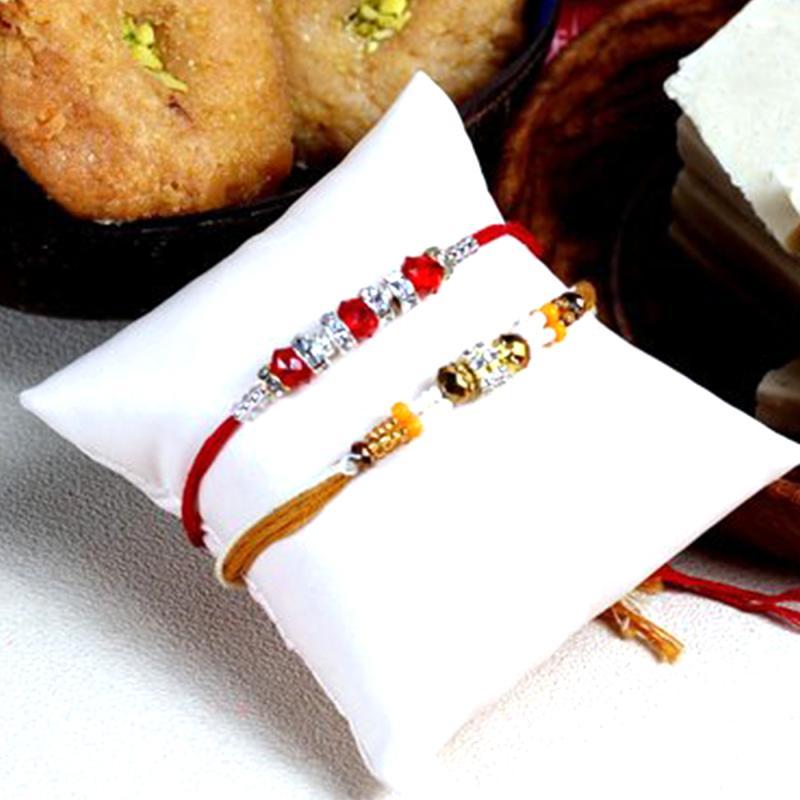 Rakhi with Balushahi-Kaju Katli-Snacks