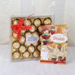 Diwali Greeting Cards - Ferrero Rocher Chocolate Gift Pack with Diwali Card