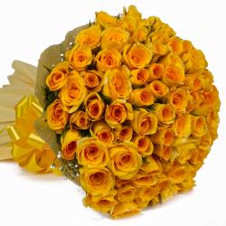 Gifts for Girlfriend - 100 Yellow Roses Bouquet with Tissue Packing