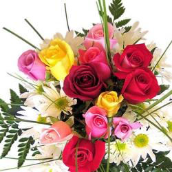 Best Wishes Flowers - Colorful Roses Bouquet