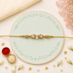 Rakhi Designs - Pearl Designer Kundan Rakhi