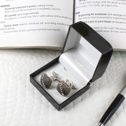 Gifts for Him - Silver Ball Grids Pattern Cufflinks