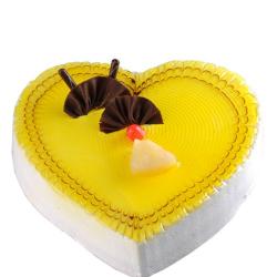 Gifts For Friends - 1.5 Kg Heart Shape Pineapple Cake