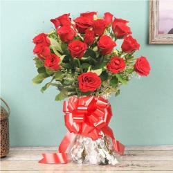 Valentine Roses - Bunch of Eighteen Romantic Red Roses