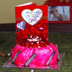 Valentine Cakes - Valentine Strawberry Cake with Love Card