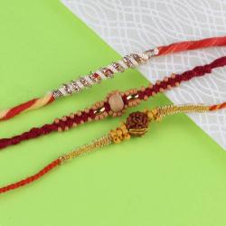 Set Of 3 Rakhis - Set of 3 Elegant Rakhis