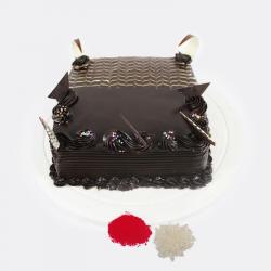 Bhai Dooj Gifts for Brother - Square Chocolate Cake For Bhaidooj