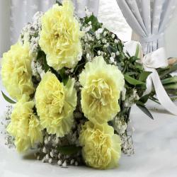 House Warming Gifts for Couple - Bouquet of Six Yellow Carnations