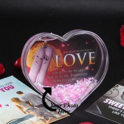 Personalized Gift Hampers for Her - Personalized Photo FrameHeart Shape Sparkles Globe