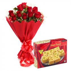 Valentine Flowers with Sweets - Sweets and Roses For Special Promise