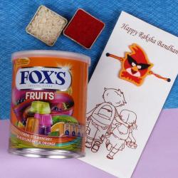 Kids Rakhis - Fox Fruits Chocolates Kids Rakhi Hamper