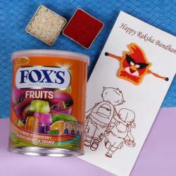 Kids Rakhis - Fox Fruits Chocolates Kids Rakhi Hamper