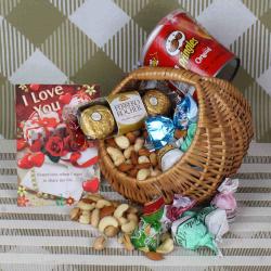 Gifting Ideas - Dryfruit and chocolate basket hamper for Valentines Day