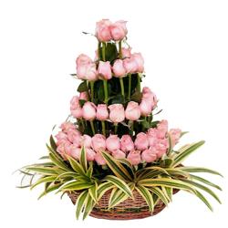 Mothers Day Flowers - 3 Tier Arrangement Of 50 Roses