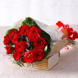 Birthday Gifts Same Day Delivery - 10 Red Roses Bouquet