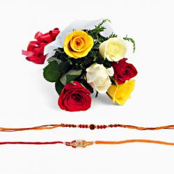 Two Rakhi and Mix Roses