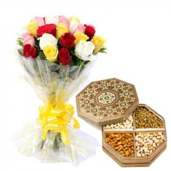 Valentine Flowers with Dryfruits - Valentine Dryfruit Gift For Her