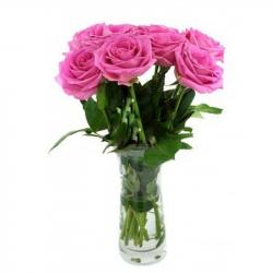 Valentine Flowers - Sweet Vase of Pink Roses For Valentines Day