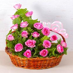 Pretty Pink Rose Basket