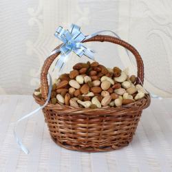 Send Birthday Gift Assorted Dry Fruits Handle Basket To Ahmedabad