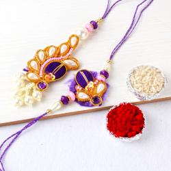 Zardosi Rakhis - Stylish Bhaiya Bhabhi Lumba Rakhi