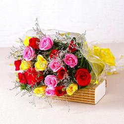 Mothers Day Flowers - Garden Fresh Twenty Colorful Roses Bunch